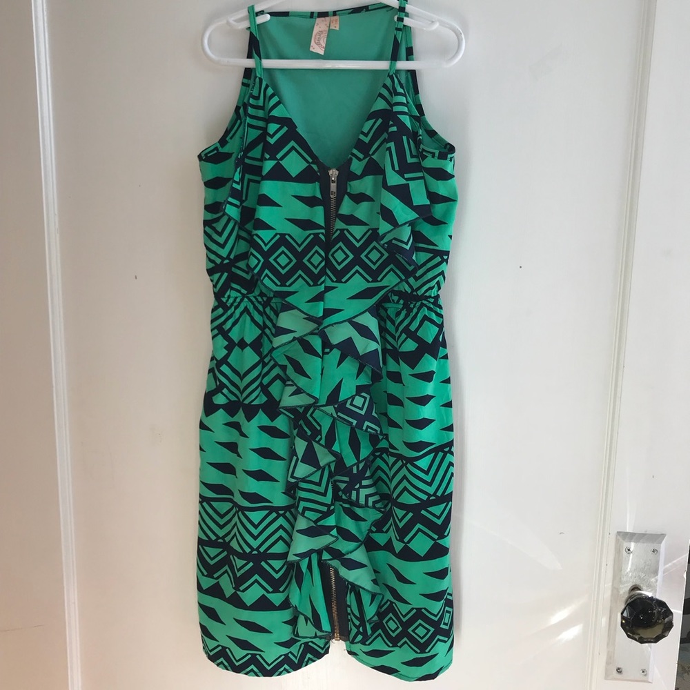 Amazing green and navy blue zip up dress!